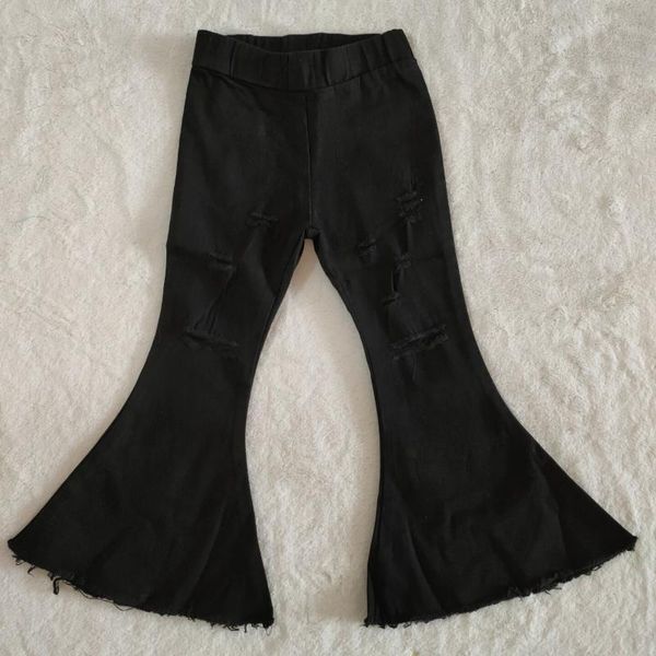 

2020 fashion toddler girls children's black long pants bell bottom outfits children's wide leg jeans girls 4 colors, Blue
