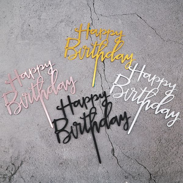 

happy birthday cake er acrylic baking cake insert decorating cupcake birthday party decoration supplies flag