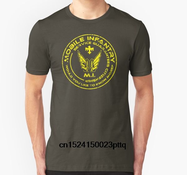 

мода прохладный мужчины футболки женщины смешные тенниску starship troopers - mobile infantry патч customized printed t-shirt