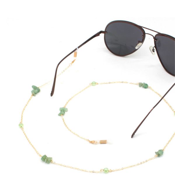 

fashion irregular green stone beads charm sunglasses lanyard strap necklace eyeglass glasses chain cord for reading glasses, Silver