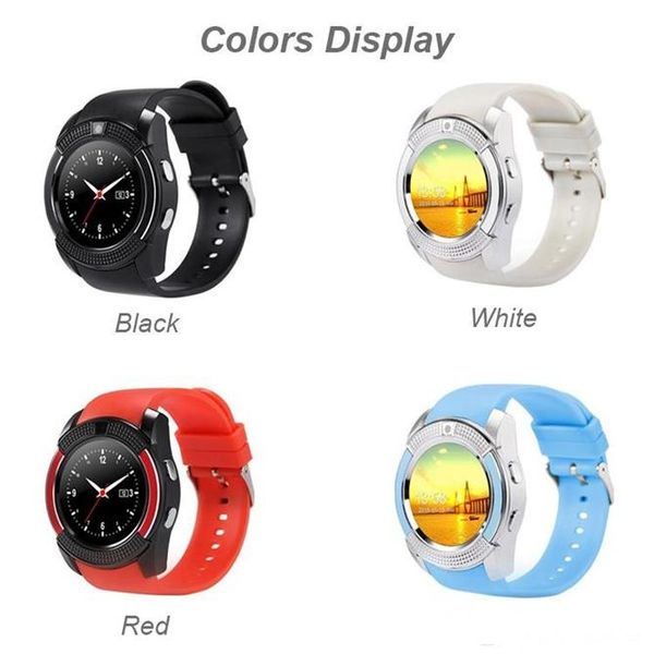 

v8 smart watch bluetooth watches android with 0.3m camera mtk6261d smartwatch for android phone micro sim tf card with retail package