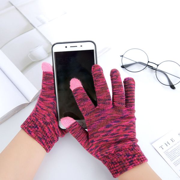 

women' knitting gloves winter warm elastic knit gloves warm mittens for touch screen smart phone, Blue;gray