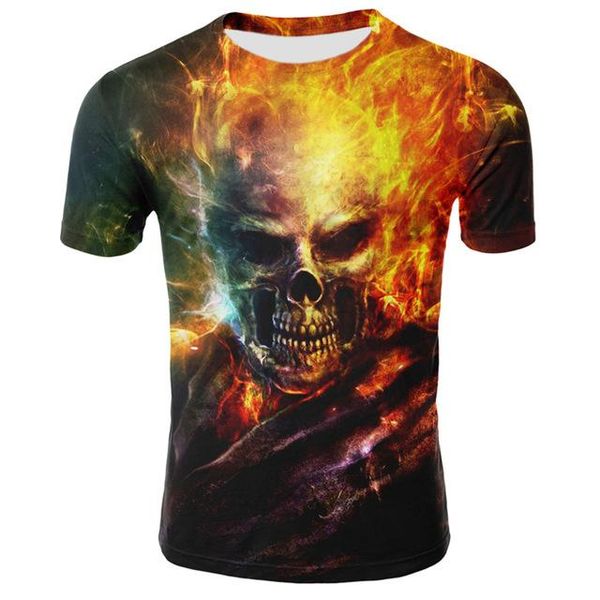 

mens skull ghost rider cool 3d blue skull print rock fire skull men 3d print shirts horror hentai oversized men clothing