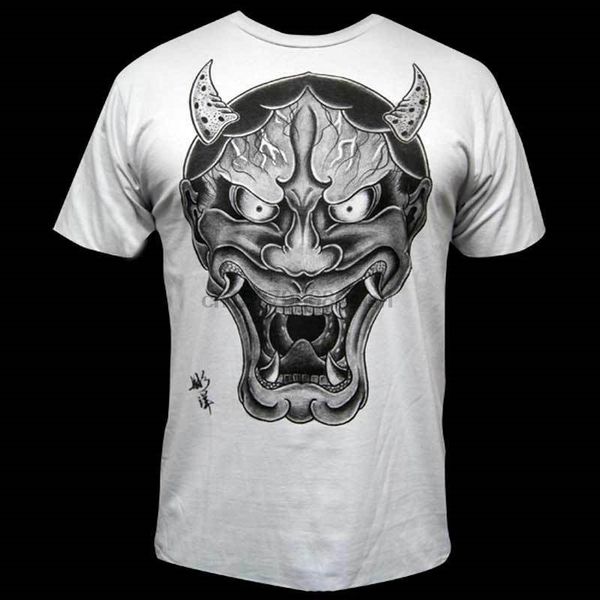 

mens og hanya hori yo oni japanese demon asian black market art gray tee tshirt