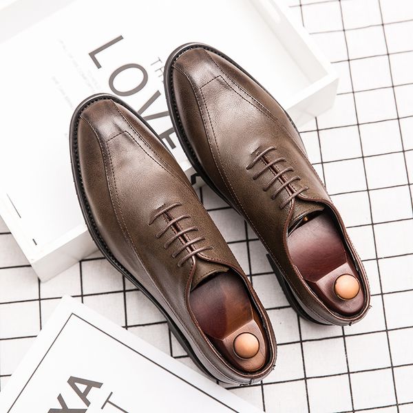 

dress shoes brand men casual male oxfords office wedding party leather fashion british style men's, Black