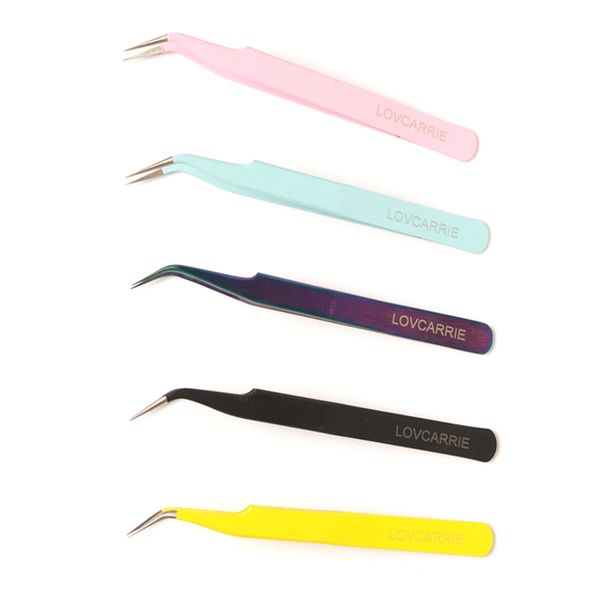 

nail art equipment straight curved tweezers gel picker nipper stainless steel sticker for rhinestones eyelash tweezer, Silver