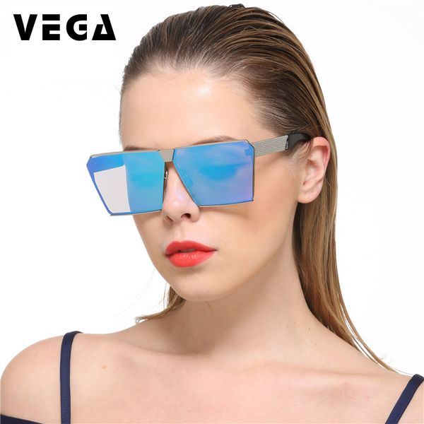 

vega eyewear new square oversized glasses women men alloy oversize sunglasses ladies fashion big sun glasses with box 223, White;black