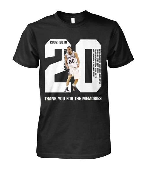 

manu ginobili shirt thank you for the memories black men summer short sleeves casual t-shirt s-3xl hip hop t shirt