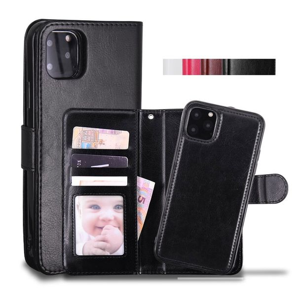

luxury phone case leather wallet case magnetic 2in1 detachable cover cases for iphone 11 pro xs max xr 6 6s 7 8 samsung note10 s10 plus