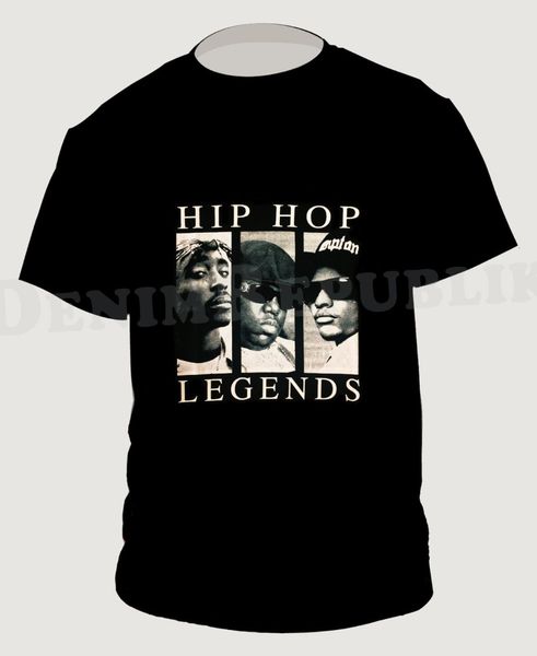 

hip hop legends 2pac b.i.g & eazy black t-shirt hip hop rapper 2019 fashion round neck clothes casual tees