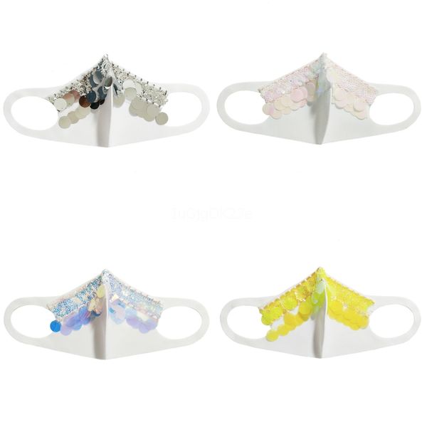 

sequin face mask earloop protective masks summer sunscreen mask anti dust mouthfashion glitter k#378#456, Black