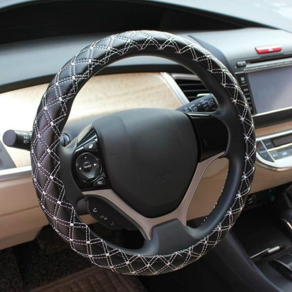 

car steering wheel cover breathable anti slip pu steering covers suitable 37-38cm auto wheel protective decoration