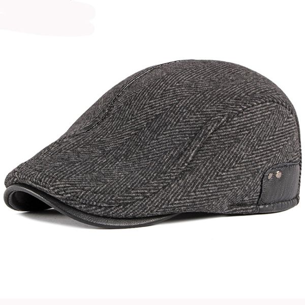 

2020 winter style new men's hat woolen thick warm berets with earmuffs male bone dad's hat trucker winter hats for men, Blue;gray