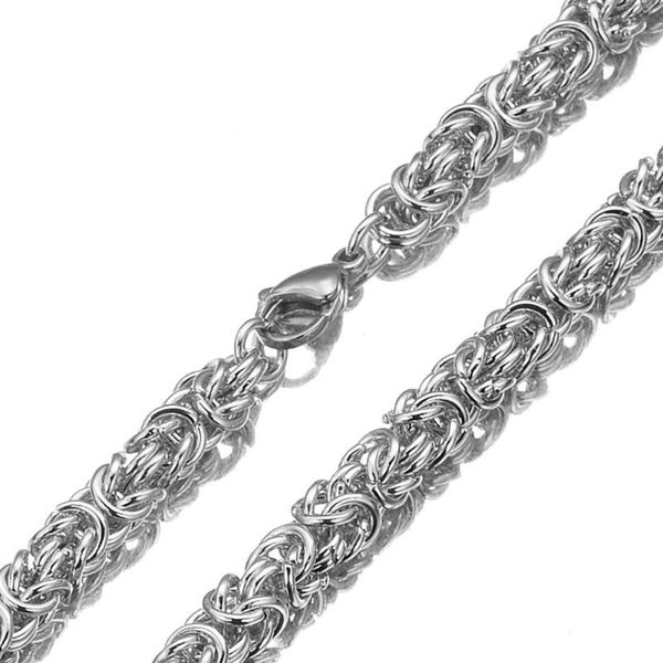 

hip hop men's thick round byzantine chain necklaces male 8mm silver color stainless steel chains for men jewelry 7-40