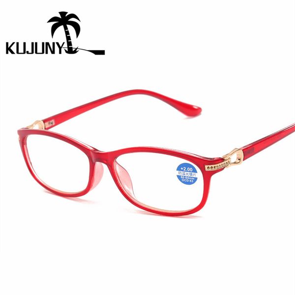 

kujuny women's anti-blue light reading glasses ladies elegant block blue light presbyopia glasses black eyeglasses, White;black
