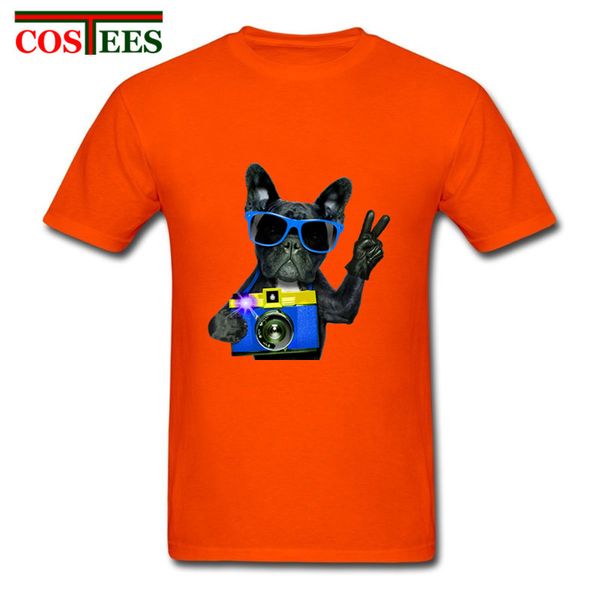 

cool man t shirt cute bulldog glasses camera shoot kawaii animal printed t-shirt homme red blue tee shirt for boy teenage tshirt