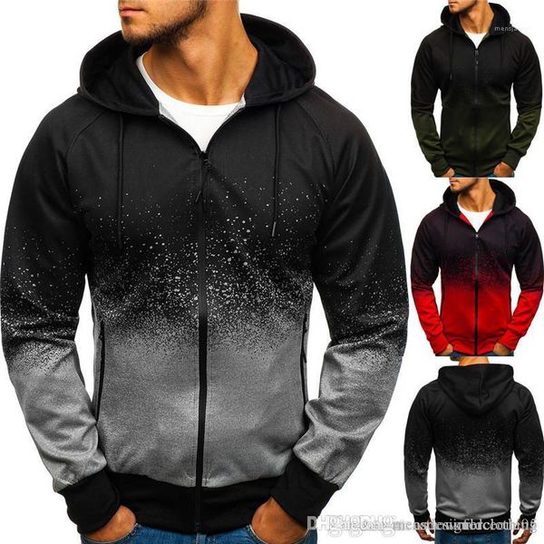 

long sleeve hooded teenager sweatshirts with zipper fashion slim mens hoodie gradient 3d mens cardigan hoodies autumn, Black