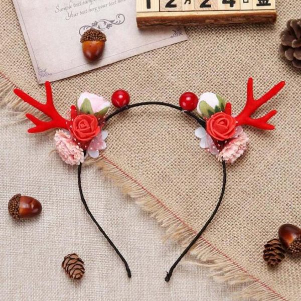 

cherry mushroom flower acorn christmas little antlers headdress sweet cute sen children's headband simulation elk net headband, Slivery;white