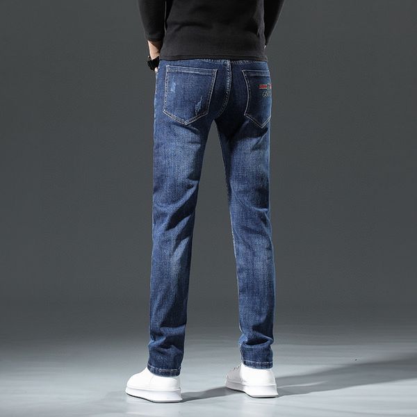 

mens design mens jeans fashion autumn trousers cowboy famous brand zipper designer slim skinny jeans hip hop denim size w28w40, Blue