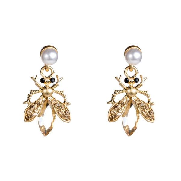 

new arrival resin crystal bees insect stud earrings for women fashion jewelry bohemia maxi collection earrings accessories, Golden;silver