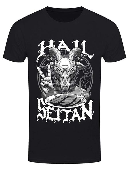 

men's hail seitan vegetarian t-shirt black 2018 new brand men's t shirts 2018 brand clothes slim fit printing