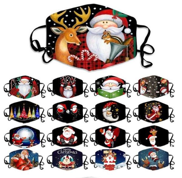 Maschera facciale stampata 3D per bambini Buon Natale Babbo Natale Copri bocca Maschere lavabili riutilizzabili antipolvere Xams Decorazioni regalo per bambini LSK1367