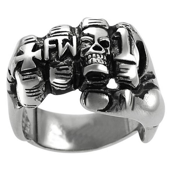 

cluster rings fdlk men's fashion punk rock zinc alloy biker skull fist fw ring, vintage gothic cross ring us size 7 to 15 wholesa, Golden;silver