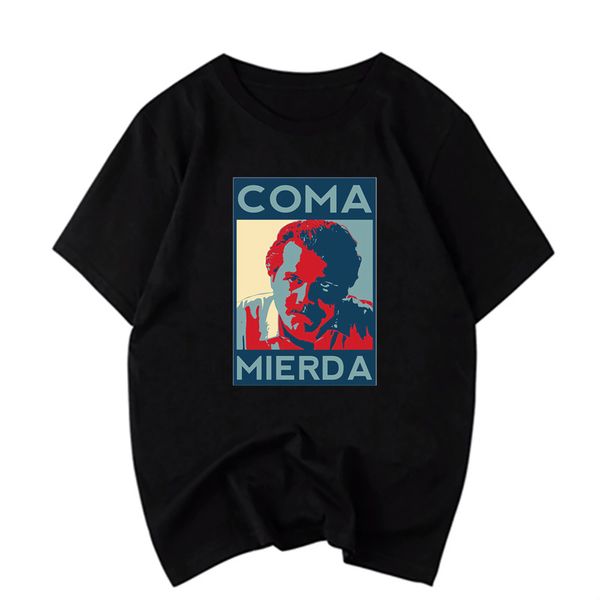 

men's short sleeve o neck t shirts coma mierda narcos printing plus size tees brand good quality comfortable tee