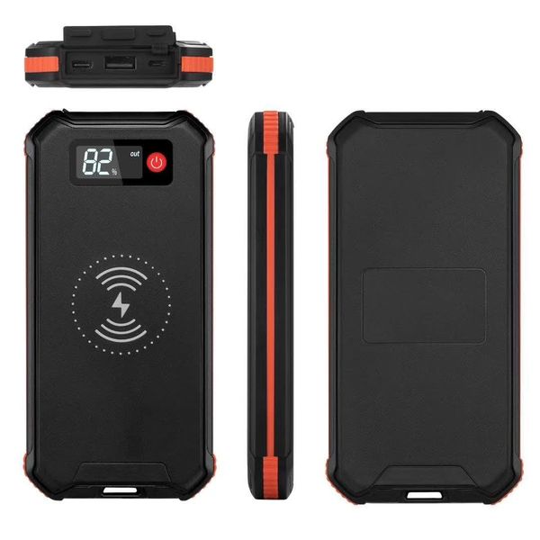 

2020 qi wireless charger power bank with micro or type c two wire output electric quantity display 10000mah