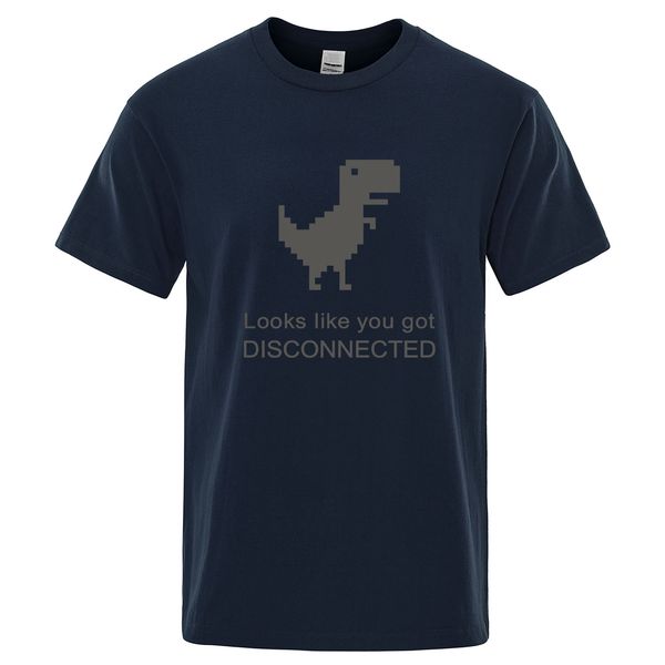 

cartoon internet dinosaur print men t shirt cotton tshirt summer t-shirt looks like you got disconnected men's clothing