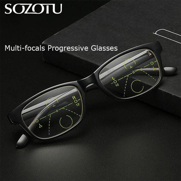 

sozotu multi-focal progressive reading glasses men women presbyopic eyeglasses male female eyewear for see distance&near yq626, White;black