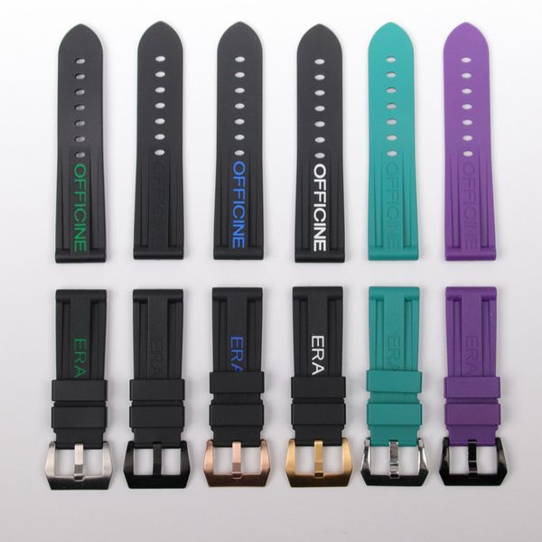 

24mm silicone rubber watch band replace for strap watch band waterproof watchband pin buckle tools free, Black;brown