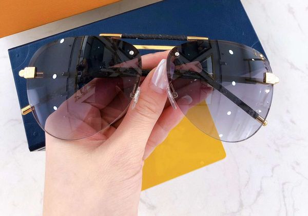 

men pilot sunglasses 1107 gold black rimless frame grey shaded sonnenbrille women sunglasses gafas de sol uv400 with box, White;black