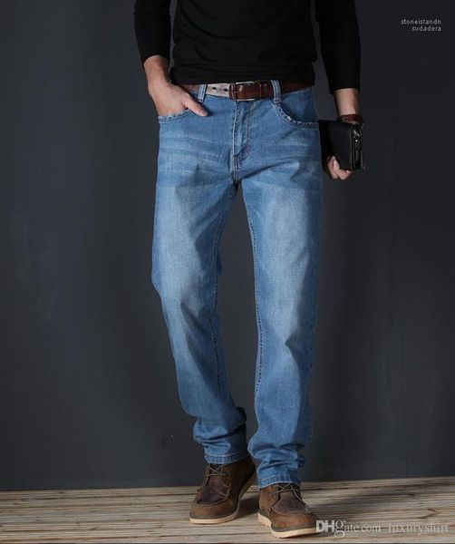

summer light washed stretch mens jeans with button slim straight mid waist mens jeans, Blue