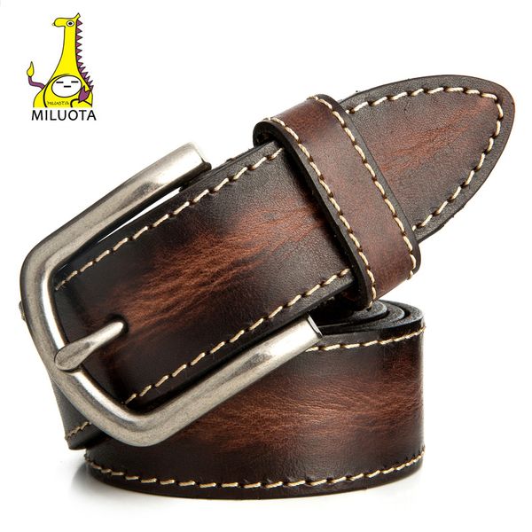 

belts [miluota] leather belt men vintage 100% cowskin genuine for mens cinturones hombre mu209, Black;brown