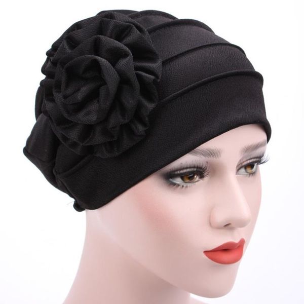 

beanie/skull caps women big flower turban hat chemo hair loss cap winter classical knitted, Blue;gray