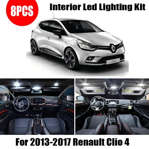 

for 2013-2020 clio 4 iv 4 8x white car accessories canbus error led interior light reading light kit map dome lic