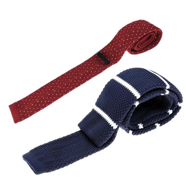 

2pcs gentleman mens casual knit knitted flat ties, narrow woven necktie, cravate narrow neckties, Black;gray