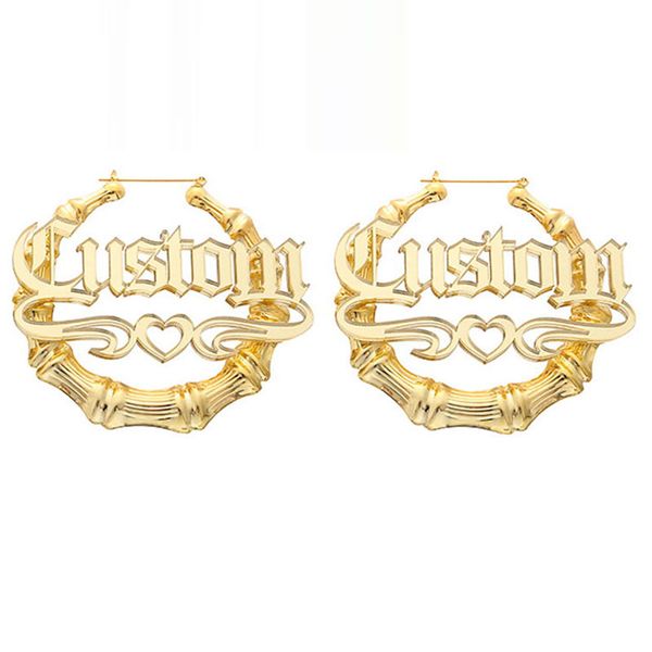 

custom bamboo earrings acrylic personalized name fashion show charming earrings, Silver