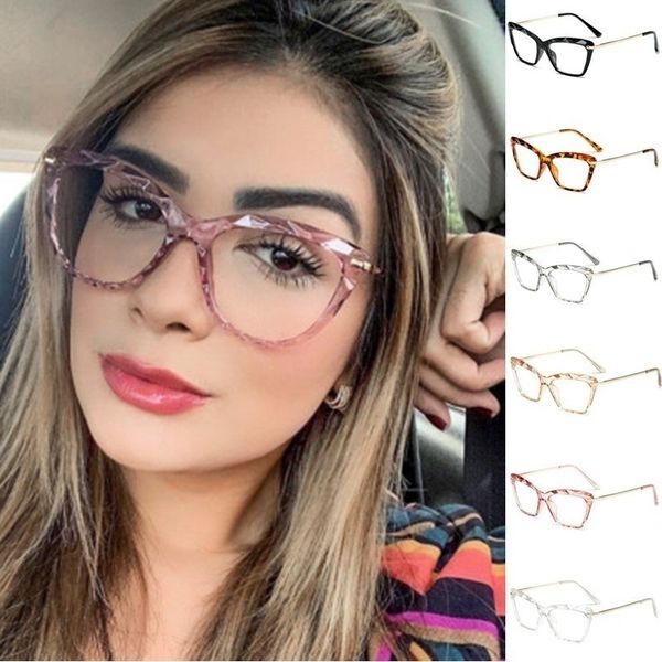 

cat eye transparent square glasses frames for women trendy brand ladies optical computer cat eye glasses with rhinestone, White;black