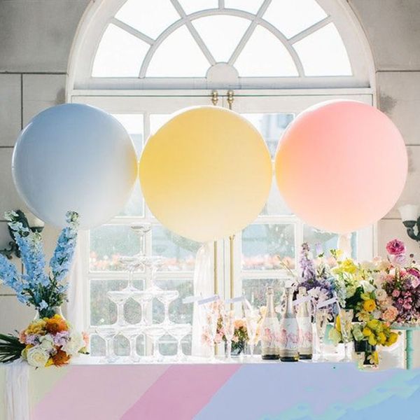 

36inch вставить giant круглый шары baby shower день рождения свадебные украшения macaron латексные шары розовый синий большой globos в налич