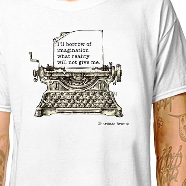 

t shirt charlotte bronte imagination 100% cotton tees (lazycarrot) typewriter jane eyre literary female novelist