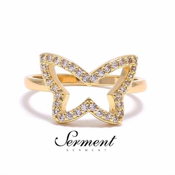 

wedding rings serment design fashion jewelry zircon butterfly luxury ring for women princess party golded accessories birthday gifts, Slivery;golden
