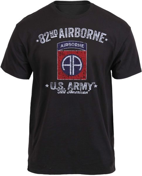 

black distressed 82nd airborne all american us army men t-shirt