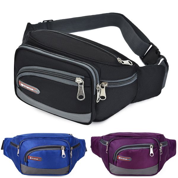 

men women fanny pack for mobile phone zipper coin purse fabric canvas money keys card bag casual waist packs bags billfold