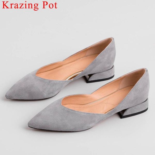 

krazing pot concise style slip on large size pointed toe comfortable natural leather low heels dating wedding elegant shoes l9f7, Black