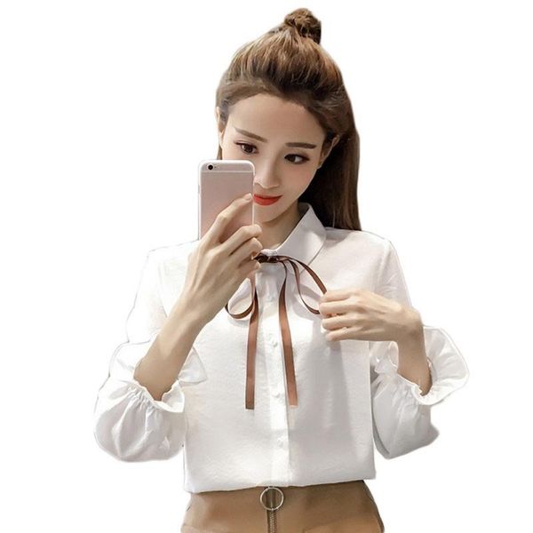 

2020 fashion casual long sleeve blouses women office lady shirts white blouse