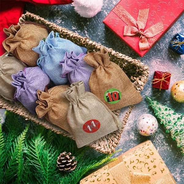 

gift wrap 24x linen bags pouches jewellery packaging wrapping drawstring sticker