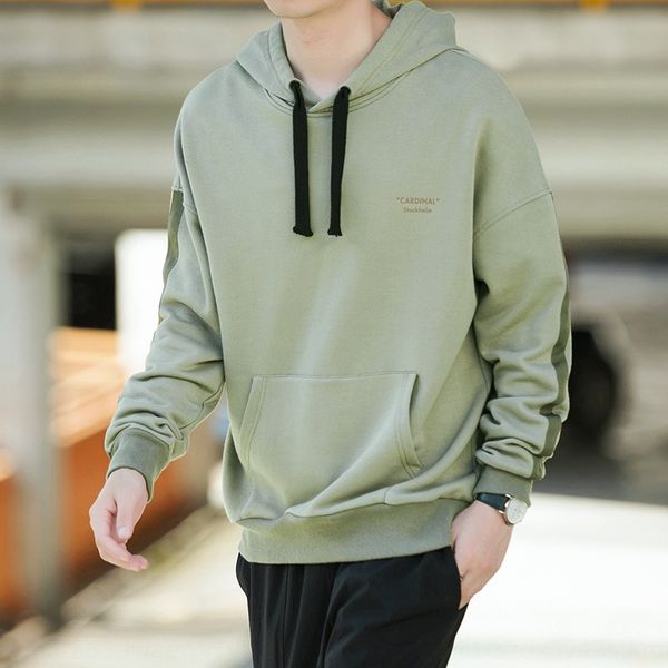 

2020 new spring and t-shirt sweatersweater sweater autumn fashion men's round neck hooded long sleeve solid color slim t-shirt men&#039, Black