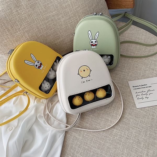 

cute yellow duck clear ita bookbags women cartoon print backpacks women mini leather schoolbags for girls pu back packs 2019 hot